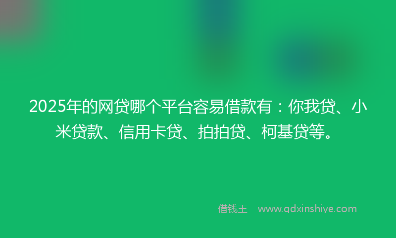 2025年的网贷哪个平台容易借款有：你我贷、小米贷款、信用卡贷、拍拍贷、柯基贷等。