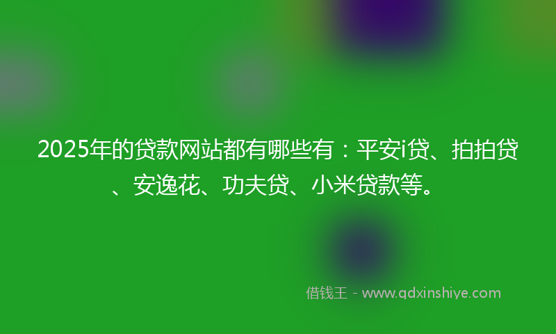 2025年的贷款网站都有哪些有：平安i贷、拍拍贷、安逸花、功夫贷、小米贷款等。