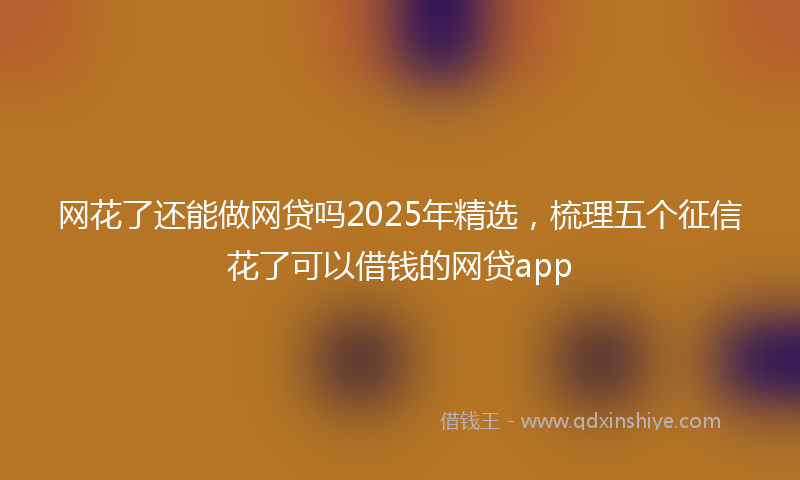 网花了还能做网贷吗2025年精选，梳理五个征信花了可以借钱的网贷app
