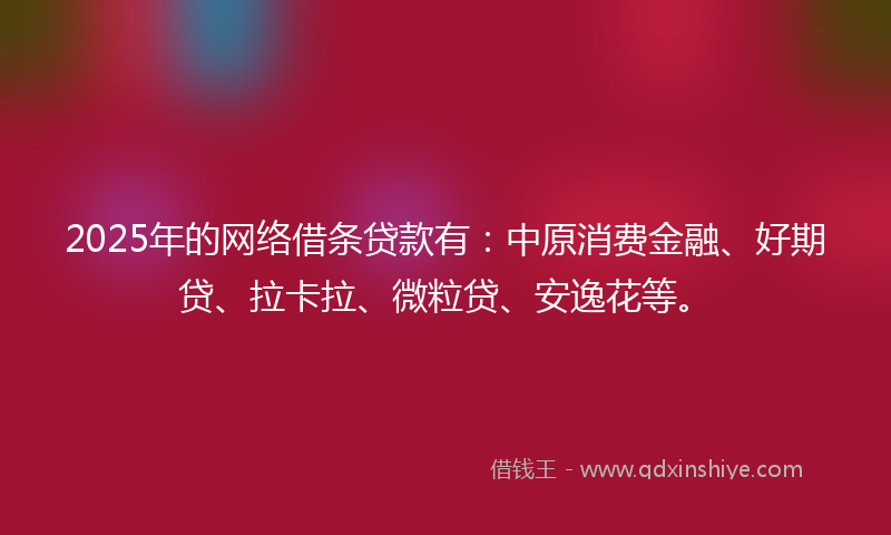 2025年的网络借条贷款有：中原消费金融、好期贷、拉卡拉、微粒贷、安逸花等。
