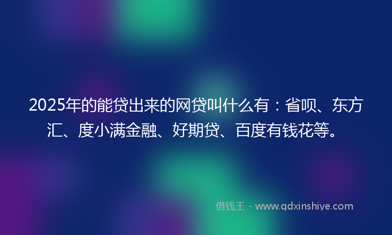 2025年的能贷出来的网贷叫什么有：省呗、东方汇、度小满金融、好期贷、百度有钱花等。