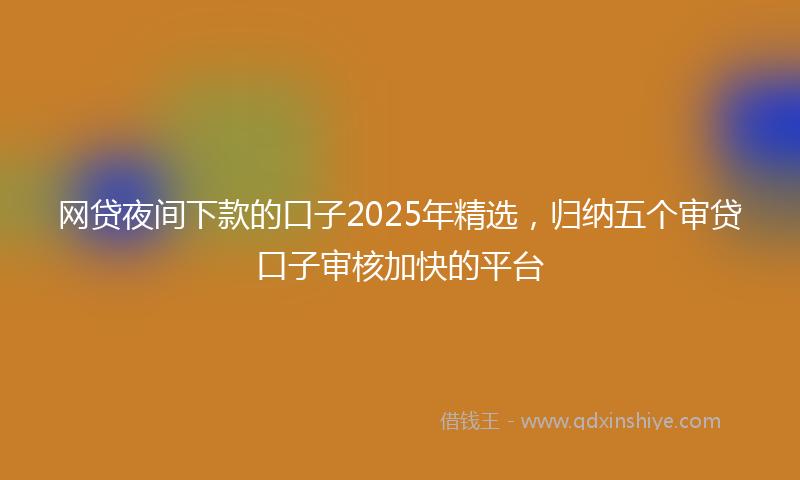 网贷夜间下款的口子2025年精选，归纳五个审贷口子审核加快的平台