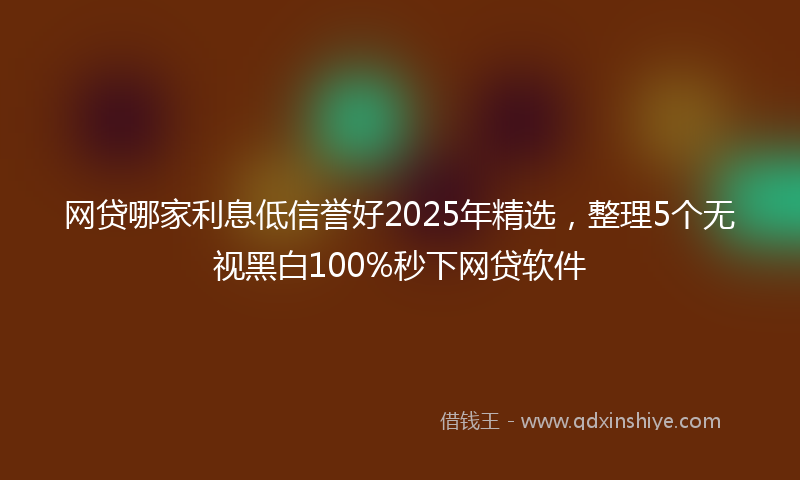 网贷哪家利息低信誉好2025年精选，整理5个无视黑白100%秒下网贷软件