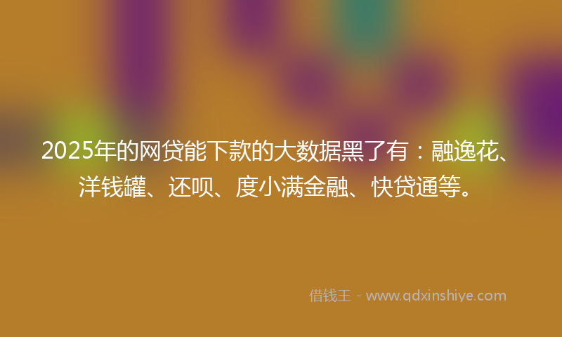 2025年的网贷能下款的大数据黑了有：融逸花、洋钱罐、还呗、度小满金融、快贷通等。