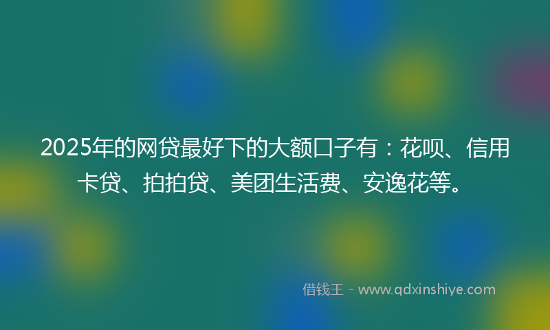 2025年的网贷最好下的大额口子有：花呗、信用卡贷、拍拍贷、美团生活费、安逸花等。