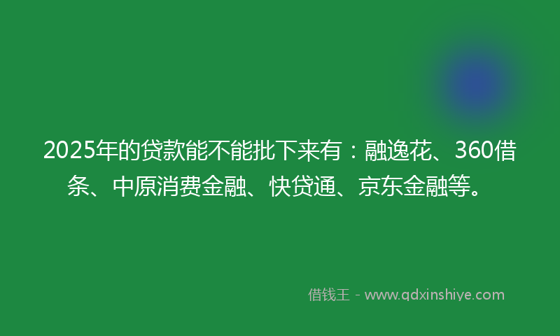 2025年的贷款能不能批下来有：融逸花、360借条、中原消费金融、快贷通、京东金融等。