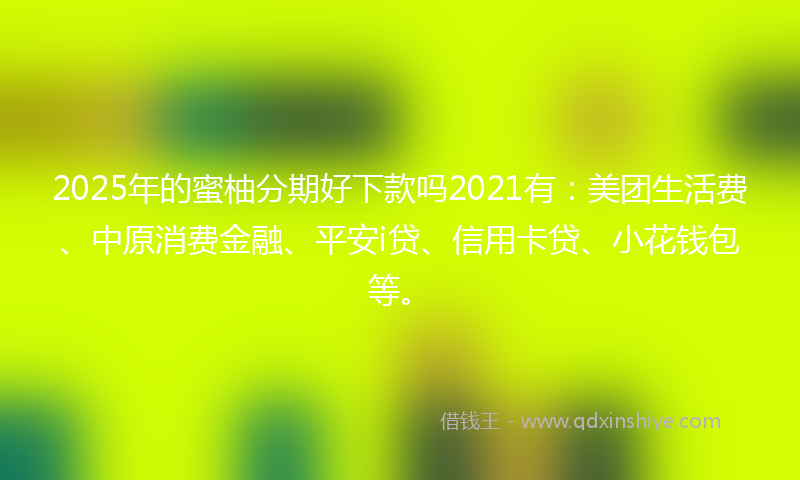 2025年的蜜柚分期好下款吗2021有：美团生活费、中原消费金融、平安i贷、信用卡贷、小花钱包等。