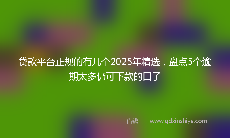 贷款平台正规的有几个2025年精选，盘点5个逾期太多仍可下款的口子