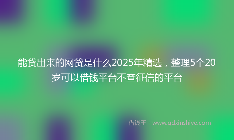 能贷出来的网贷是什么2025年精选，整理5个20岁可以借钱平台不查征信的平台