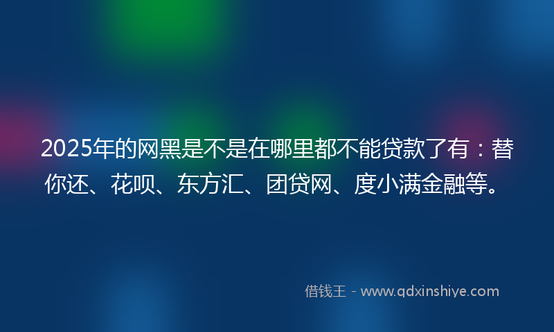 2025年的网黑是不是在哪里都不能贷款了有：替你还、花呗、东方汇、团贷网、度小满金融等。