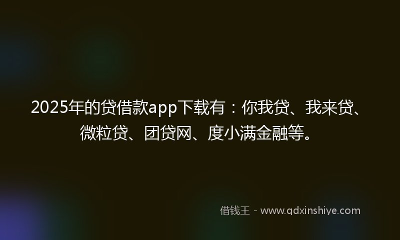 2025年的贷借款app下载有：你我贷、我来贷、微粒贷、团贷网、度小满金融等。