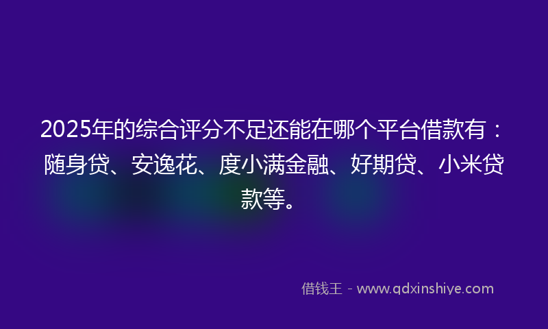 2025年的综合评分不足还能在哪个平台借款有：随身贷、安逸花、度小满金融、好期贷、小米贷款等。