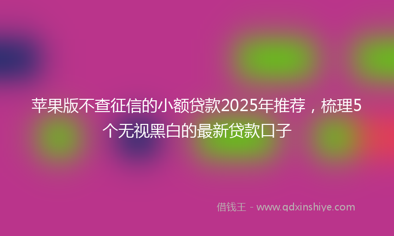 苹果版不查征信的小额贷款2025年推荐，梳理5个无视黑白的最新贷款口子
