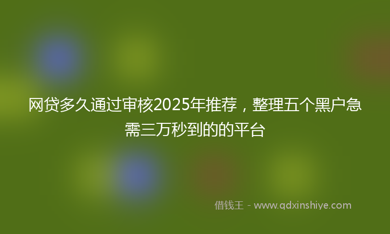 网贷多久通过审核2025年推荐，整理五个黑户急需三万秒到的的平台