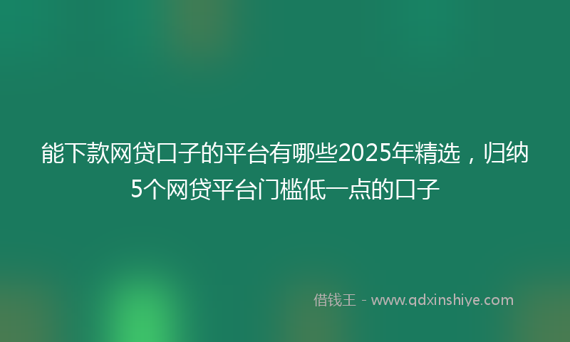 能下款网贷口子的平台有哪些2025年精选，归纳5个网贷平台门槛低一点的口子