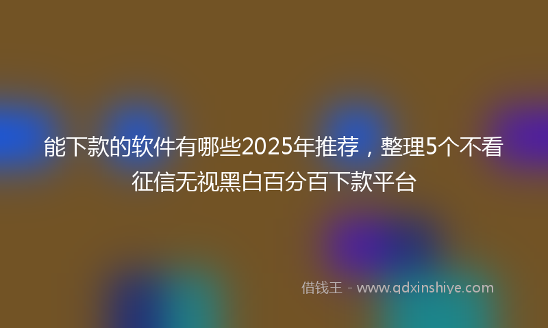 能下款的软件有哪些2025年推荐，整理5个不看征信无视黑白百分百下款平台
