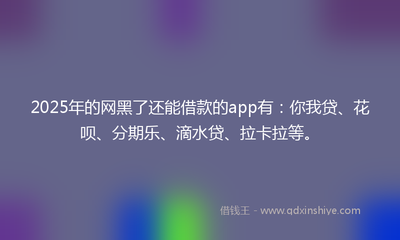 2025年的网黑了还能借款的app有：你我贷、花呗、分期乐、滴水贷、拉卡拉等。
