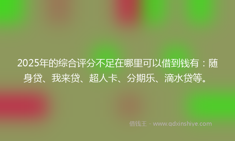 2025年的综合评分不足在哪里可以借到钱有：随身贷、我来贷、超人卡、分期乐、滴水贷等。