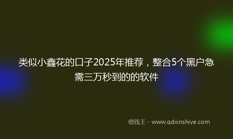 类似小鑫花的口子2025年推荐，整合5个黑户急需三万秒到的的软件