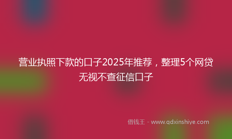 营业执照下款的口子2025年推荐，整理5个网贷无视不查征信口子