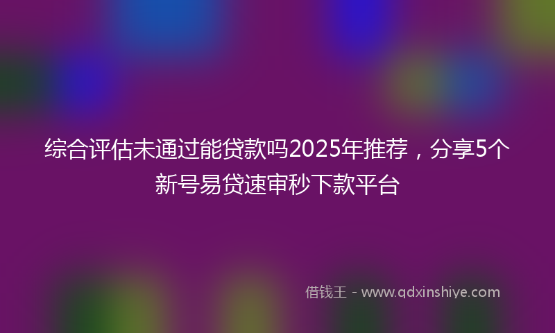 综合评估未通过能贷款吗2025年推荐，分享5个新号易贷速审秒下款平台