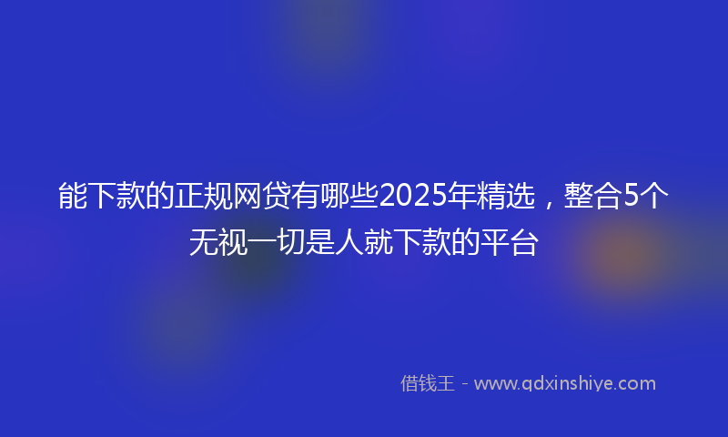 能下款的正规网贷有哪些2025年精选，整合5个无视一切是人就下款的平台