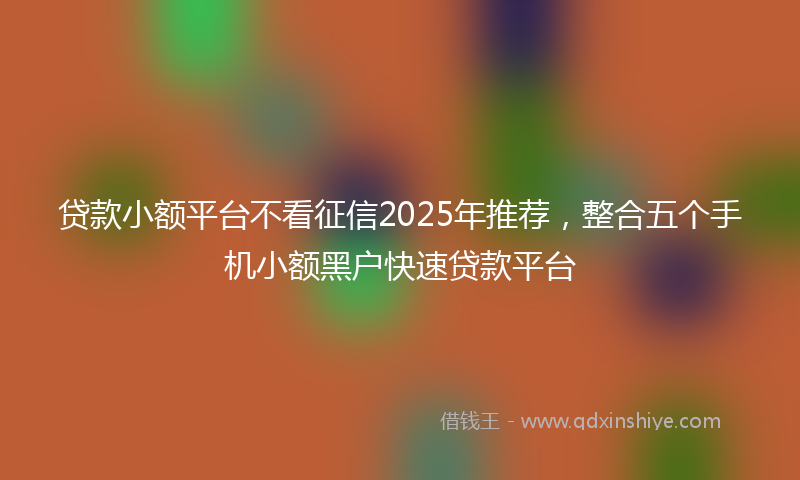 贷款小额平台不看征信2025年推荐，整合五个手机小额黑户快速贷款平台