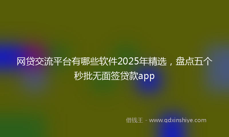 网贷交流平台有哪些软件2025年精选，盘点五个秒批无面签贷款app
