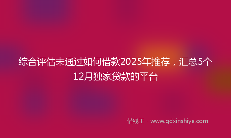 综合评估未通过如何借款2025年推荐，汇总5个12月独家贷款的平台