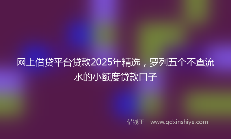 网上借贷平台贷款2025年精选，罗列五个不查流水的小额度贷款口子