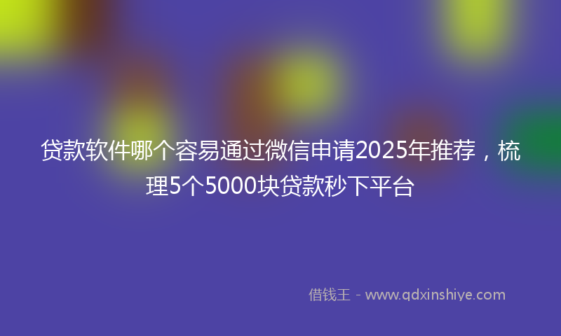 贷款软件哪个容易通过微信申请2025年推荐，梳理5个5000块贷款秒下平台