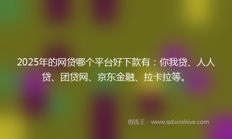 2025年的网贷哪个平台好下款有：你我贷、人人贷、团贷网、京东金融、拉卡拉等。
