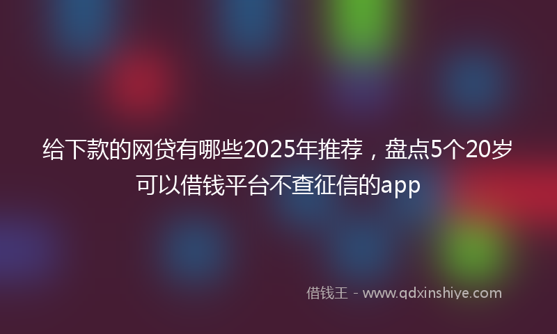 给下款的网贷有哪些2025年推荐，盘点5个20岁可以借钱平台不查征信的app