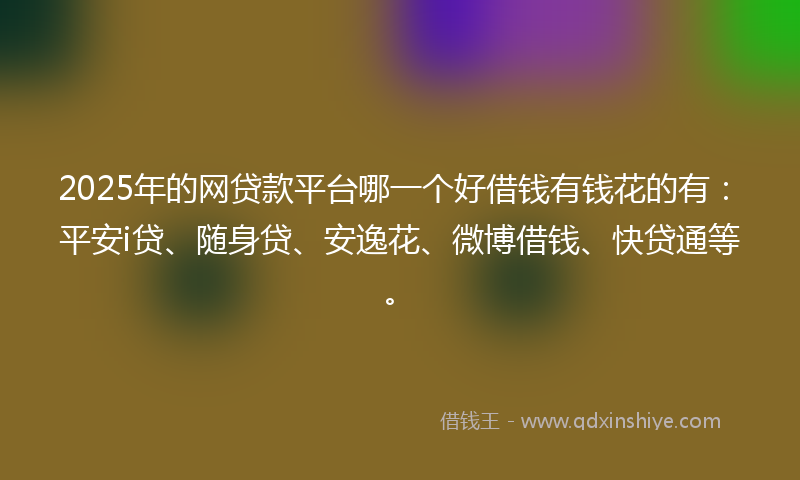 2025年的网贷款平台哪一个好借钱有钱花的有：平安i贷、随身贷、安逸花、微博借钱、快贷通等。