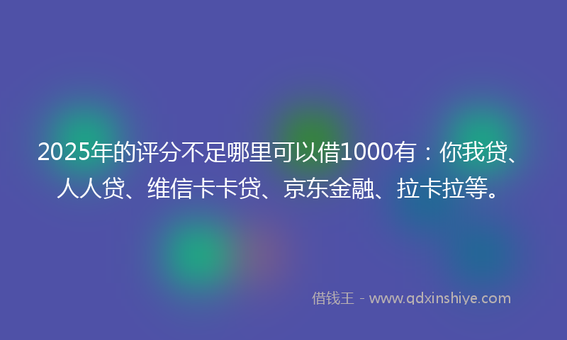 2025年的评分不足哪里可以借1000有：你我贷、人人贷、维信卡卡贷、京东金融、拉卡拉等。