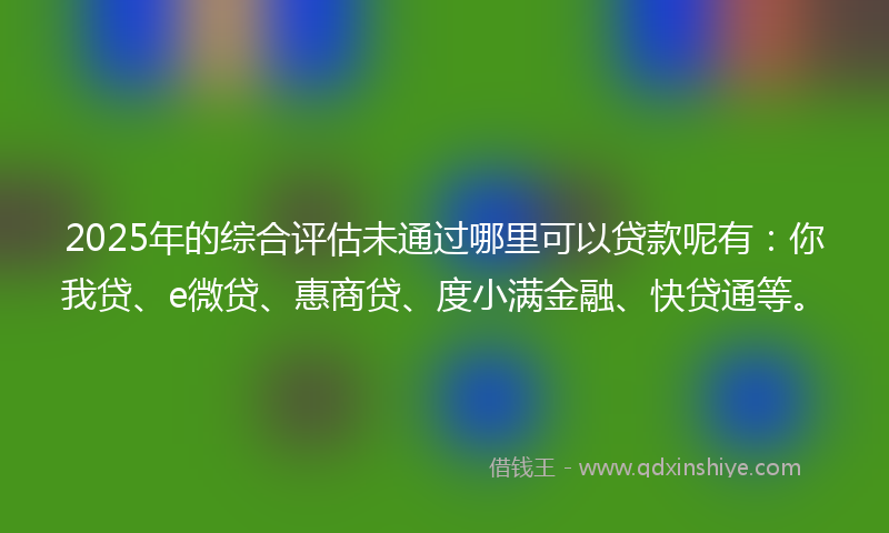 2025年的综合评估未通过哪里可以贷款呢有：你我贷、e微贷、惠商贷、度小满金融、快贷通等。