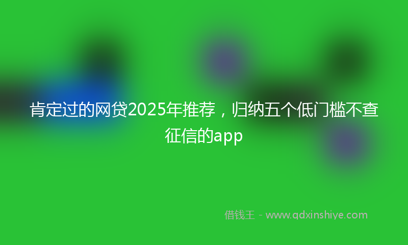 肯定过的网贷2025年推荐，归纳五个低门槛不查征信的app