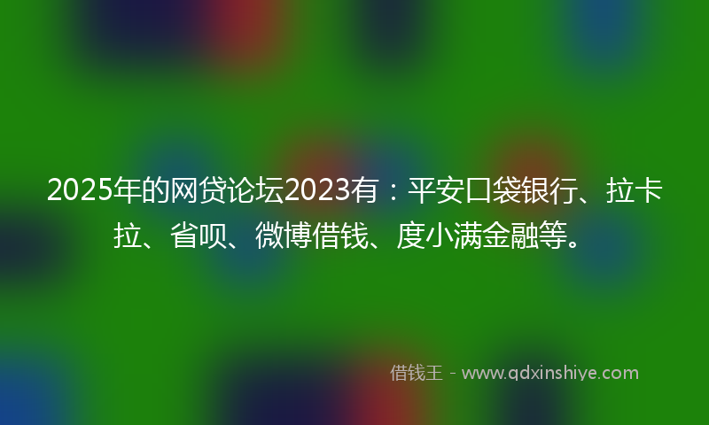 2025年的网贷论坛2023有：平安口袋银行、拉卡拉、省呗、微博借钱、度小满金融等。