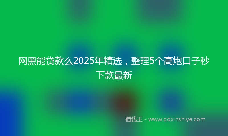网黑能贷款么2025年精选，整理5个高炮口子秒下款最新