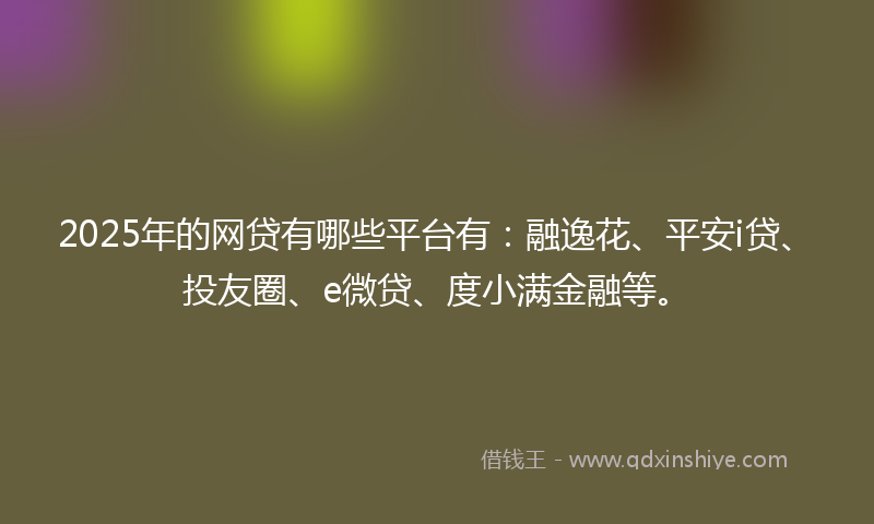 2025年的网贷有哪些平台有：融逸花、平安i贷、投友圈、e微贷、度小满金融等。