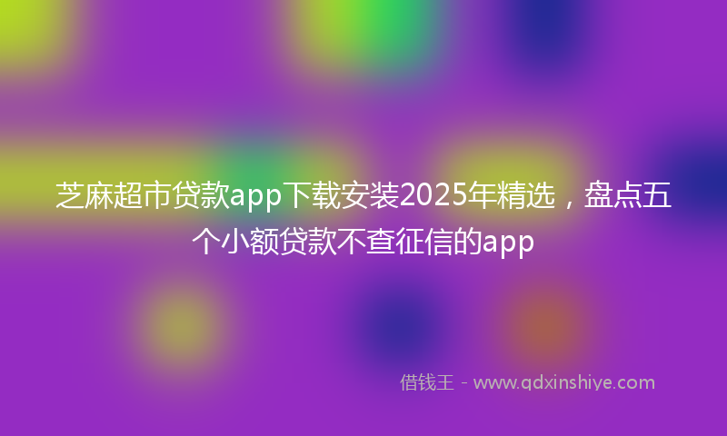 芝麻超市贷款app下载安装2025年精选，盘点五个小额贷款不查征信的app