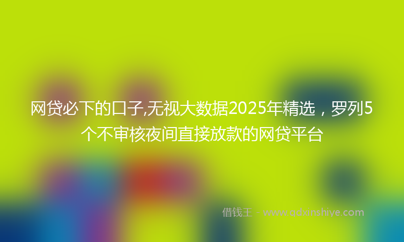网贷必下的口子,无视大数据2025年精选，罗列5个不审核夜间直接放款的网贷平台