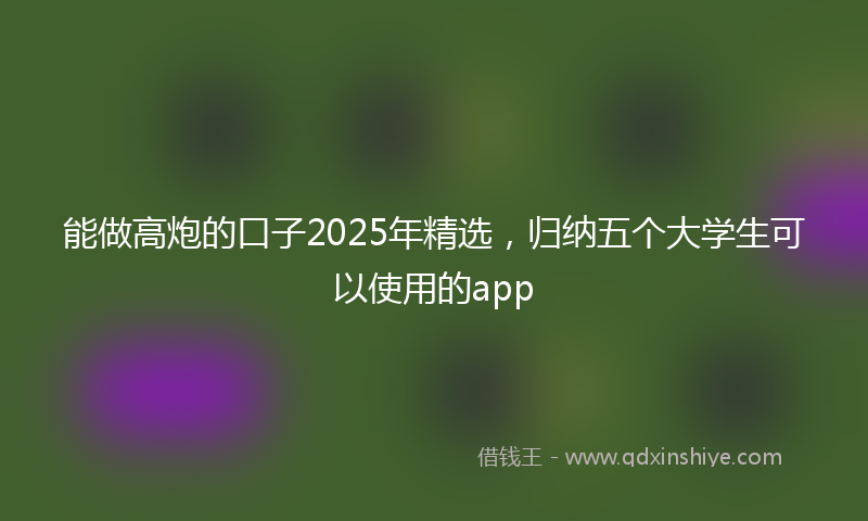能做高炮的口子2025年精选，归纳五个大学生可以使用的app