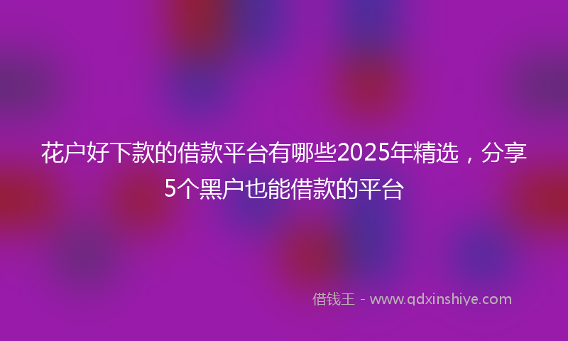 花户好下款的借款平台有哪些2025年精选，分享5个黑户也能借款的平台