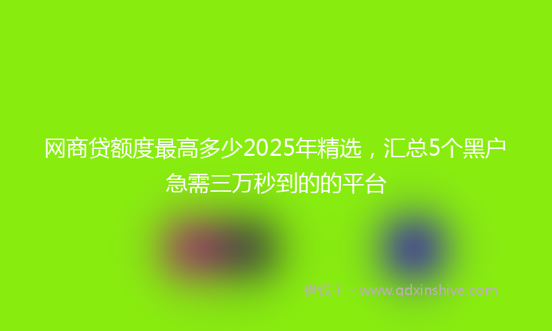 网商贷额度最高多少2025年精选，汇总5个黑户急需三万秒到的的平台