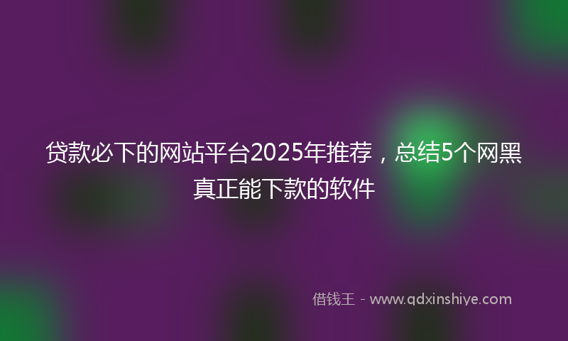 贷款必下的网站平台2025年推荐，总结5个网黑真正能下款的软件