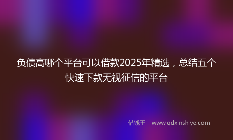 负债高哪个平台可以借款2025年精选，总结五个快速下款无视征信的平台