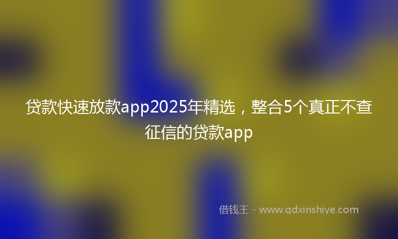 贷款快速放款app2025年精选，整合5个真正不查征信的贷款app
