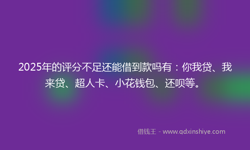 2025年的评分不足还能借到款吗有：你我贷、我来贷、超人卡、小花钱包、还呗等。