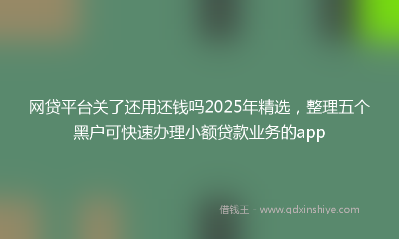 网贷平台关了还用还钱吗2025年精选，整理五个黑户可快速办理小额贷款业务的app